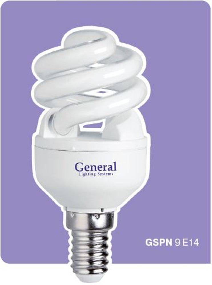 Лампа энергосберегающая GENERAL LIGHTING 710400 E14 9Вт Холодный белый 6500К