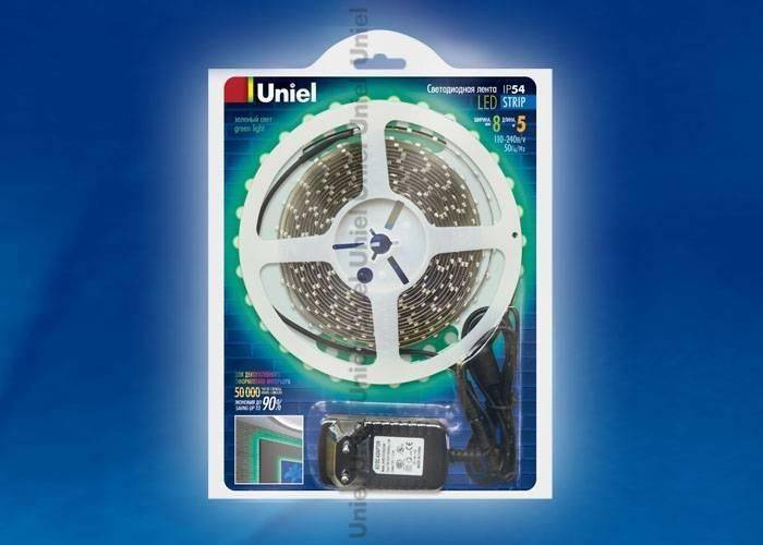 Светодиодная лента Uniel Готовые решения ULS-3528-60LED/m-8mm-IP54-DC12V-GREEN