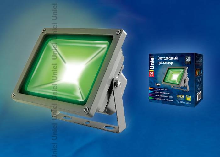 Прожектор Uniel ULF-S01-30W/GREEN IP65 110-240B кapтoн