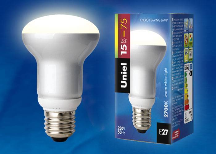 Лампа энергосберегающая Uniel ESL-RM63-15/2700/E27 S кapтoн E27 15Вт Теплый белый 2700К