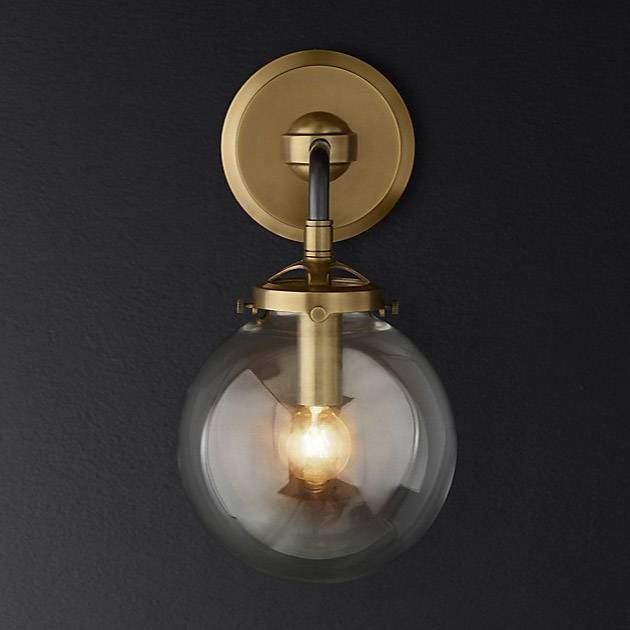 Бра Restoration Hardware Bistro Globe Clear Glass Single Sconce Brass