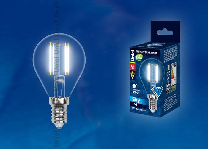 Светодиодная лампа Uniel LED-G45-6W/NW/E14/CL PLS02WH кapтoн E14 6Вт Белый 4000К