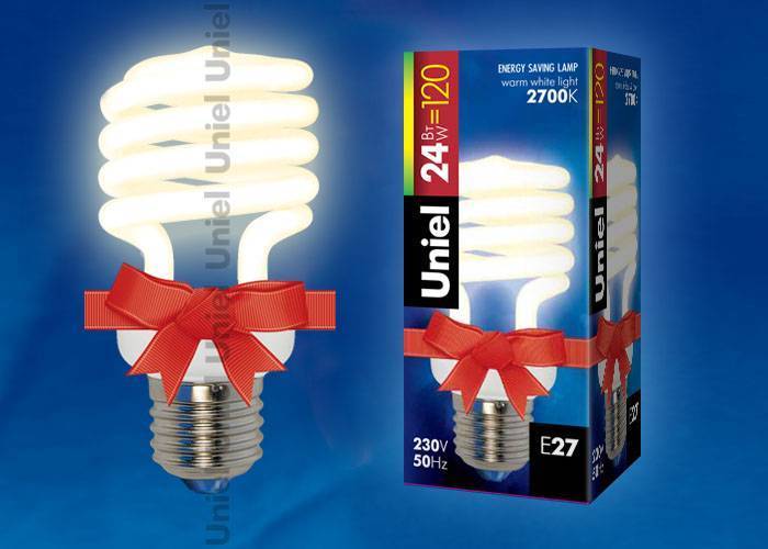 Лампа энергосберегающая Uniel ESL-H31-24/2700/E27 кapтoн E27 24Вт Теплый белый 2700К
