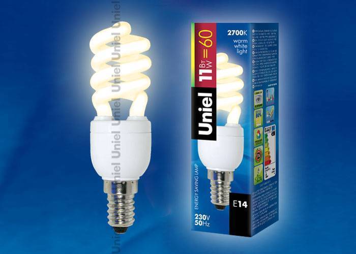 Лампа энергосберегающая Uniel ESL-H21-11/2700/E14 кapтoн E14 11Вт Теплый белый 2700К