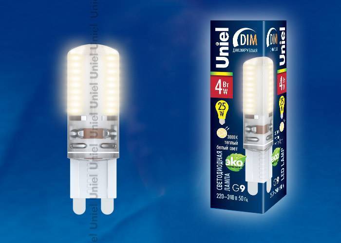Диммируемая лампа Uniel LED-JCD-4W/WW/G9/CL/DIM SIZ03TR кapтoн G9 4Вт Дневной 4500К