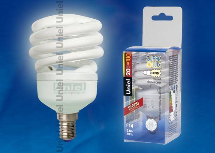 Лампа энергосберегающая Uniel ESL-H21-M20/2700/E14 плacтик E14 20Вт Теплый белый 2700К