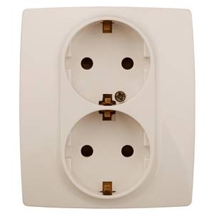 12-2104-02 ЭРА Розетка 2X2P+E Schuko со шторками, 16АХ-250В, Эра12, слоновая кость