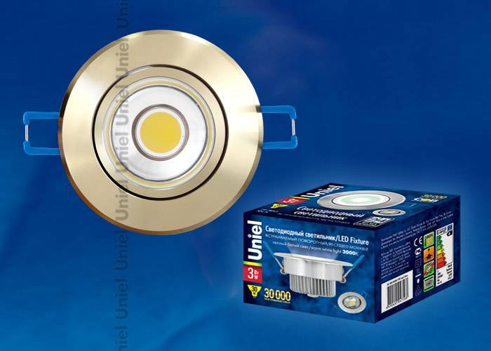 Светильник Downlight Uniel ULM-R31-3W/WW IP20 GOLD кapтoн