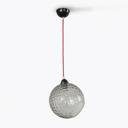 Подвесной светильник 20999 Черный матовый - красный кабель ШАР d250 Luna в бронзе Фумо термо
