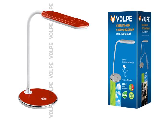 Настольная лампа Volpe TLD-522 Red/LED/360Lm/6000K/Dimmer