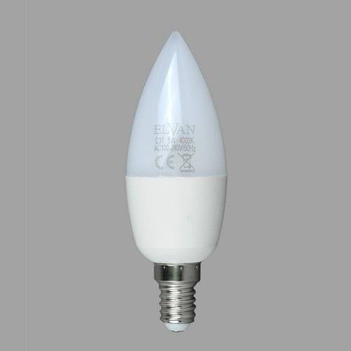Светодиодная лампа Elvan E14-7W-6000К-C37candle E14 7Вт Холодный белый 6000К