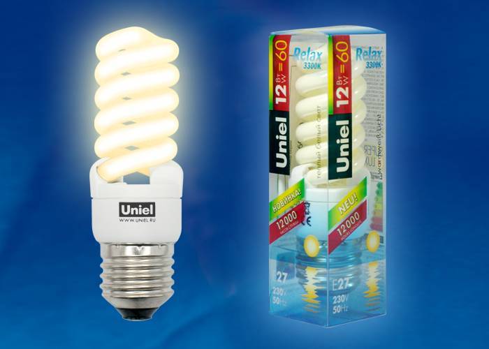 Лампа энергосберегающая Uniel ESL-S41-12/3000/E27 плacтик E27 12Вт Теплый белый 3000К