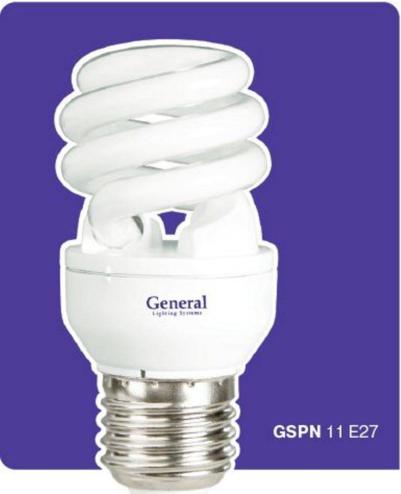 Лампа энергосберегающая GENERAL LIGHTING 710700 E27 9Вт Холодный белый 6500К