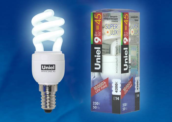 Лампа энергосберегающая Uniel ESL-H21-M09/4000/E14 E14 9Вт Холодный белый 4000К