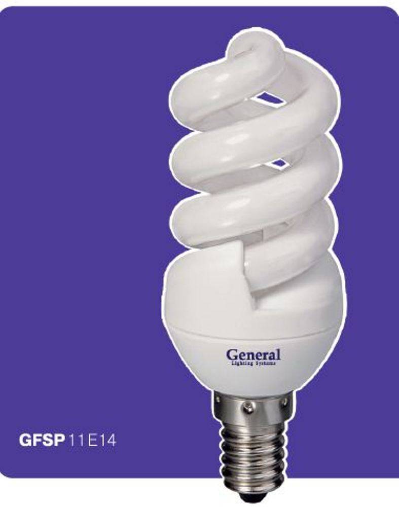 Лампа энергосберегающая GENERAL LIGHTING 7217 Е14 15Вт Холодный белый 6500К