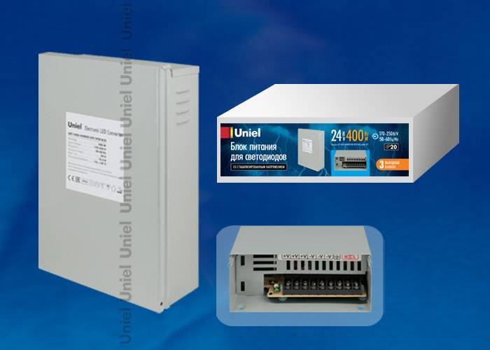 Источник питания Uniel UET-VAG-400B20 24V IP20 B20 3 выхoдa 400Вт