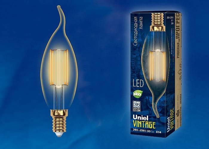 Лампа светодиодная Uniel Golden E14 5Вт K LED-CW35-5W/GOLDEN/E14 GLV21GO