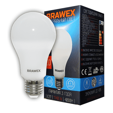 Светодиодная лампа Brawex PREMIUM 0406E-A65-12N E27 12Вт Нейтральный 4000К