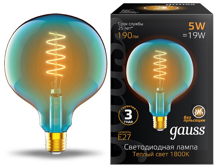 Лампа светодиодная Gauss Colored E27 5Вт 1800K 1013802105