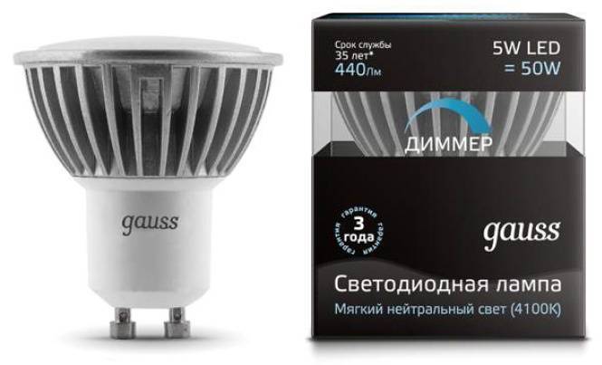 Диммируемая лампа Gauss SMD EB101506205-D GU10 5Вт 4100К