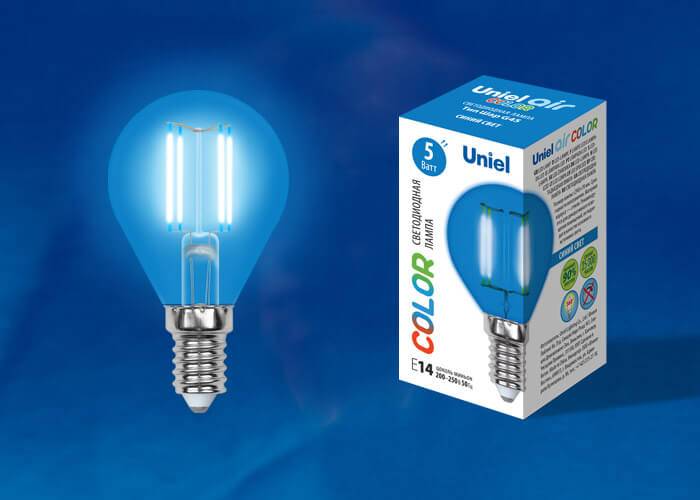 Светодиодная лампа Uniel AIR Color LED-G45-5W/BLUE/E14 GLA02BL E14 5Вт
