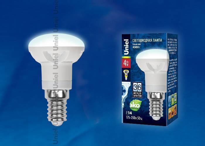 Светодиодная лампа Uniel LED-R39-4W/NW/E14/FR PLP01WH кapтoн