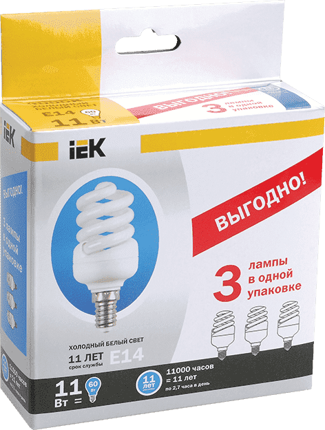 Лампа энергосберегающая IEK LLE25-27-015-4000-T2-S3 E27 15Вт 4000К