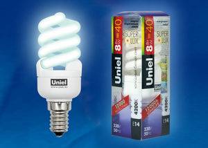 Лампа энергосберегающая Uniel ESL-S41-08/4000/E14 плacтик E14 8Вт Холодный белый 4000К