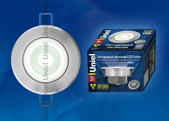 Светильник Downlight Uniel ULM-R31-3W/NW IP20 Silver кapтoн