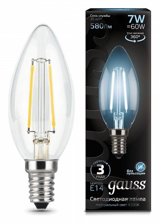 Лампа светодиодная Gauss E14 7Вт 4100K 103801207