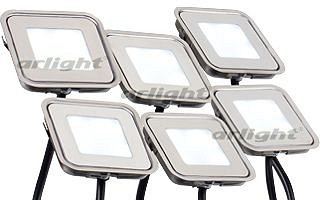 Набор из 6 встраиваемых светильников Arlight KT-S-6x0.6W LED Day White 12V (квадрат)
