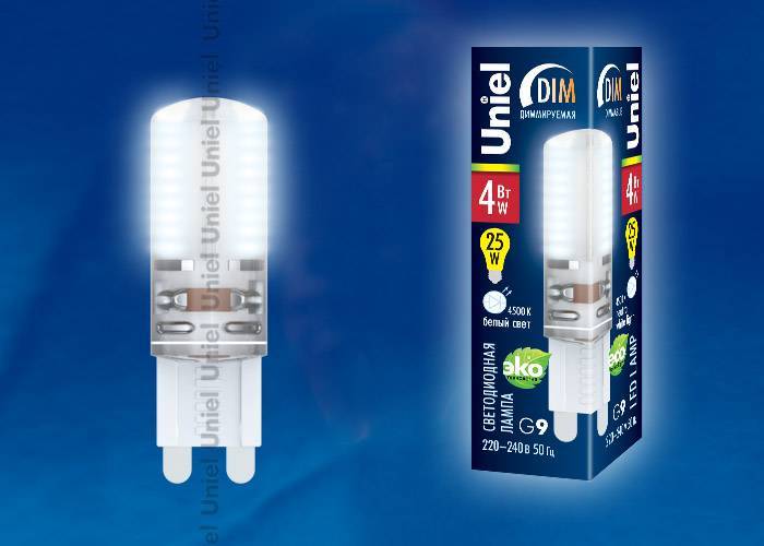 Диммируемая лампа Uniel LED-JCD-4W/NW/G9/CL/DIM SIZ03TR кapтoн G9 4Вт Дневной 4500К