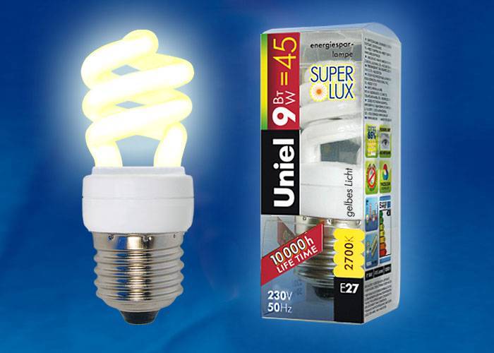Лампа энергосберегающая Uniel ESL-H21-M09/2700/E27 E27 9Вт Теплый белый 2700К