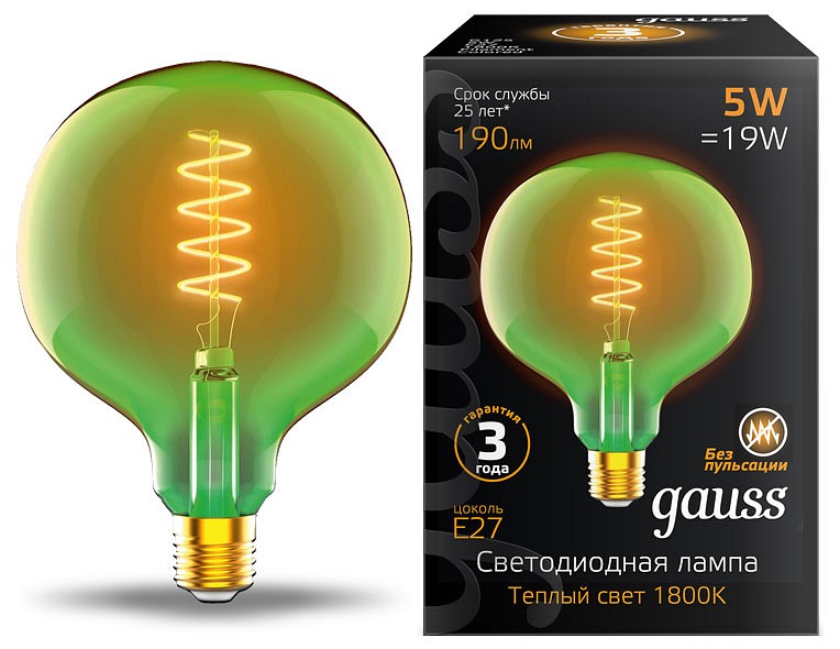 Лампа светодиодная Gauss Colored E27 5Вт 1800K 1012802105