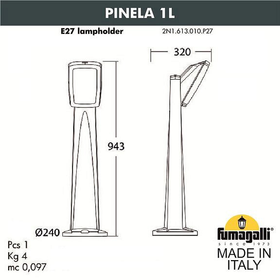 Наземный низкий светильник Fumagalli Germana 2N1.613.010.WYF1R