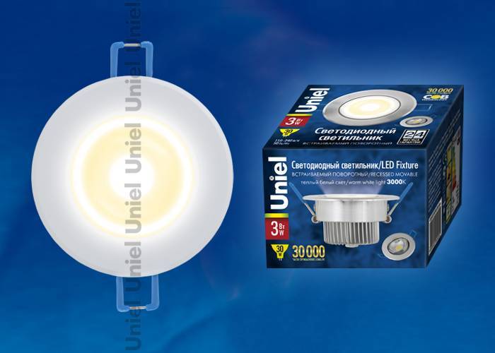 Светильник Downlight Uniel ULM-R31-3W/WW IP20 White кapтoн