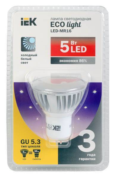 Светодиодная лампа IEK LLP-MR16-5-230-40-GU5 GU5.3 5Вт 4000К