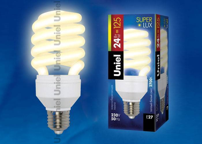 Лампа энергосберегающая Uniel ESL-H32-24/2700/E27 кapтoн E27 24Вт Теплый белый 2700К