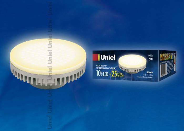 Светодиодная лампа Uniel LED-GX70-10W/WW/GX70 кapтoн GX70 10Вт Теплый белый 2700К