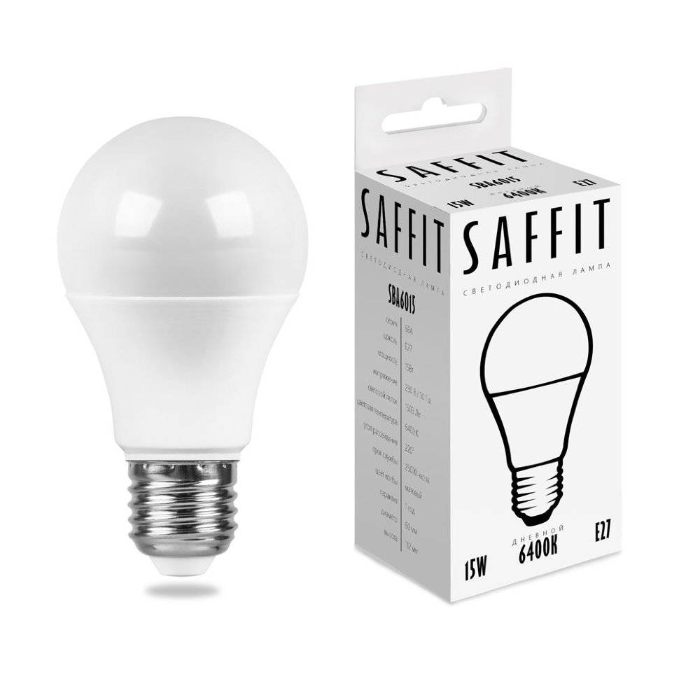 Светодиодная лампа Saffit SBA6015 55012 E27 15Вт Дневной 6400К