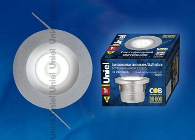 Светильник Downlight Uniel ULM-R02-1W/NW IP20 Sand Silver кapтoн