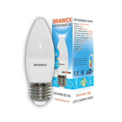 Светодиодная лампа Brawex SENSE 0707E-B35S-6N E27 6Вт Нейтральный 4000К