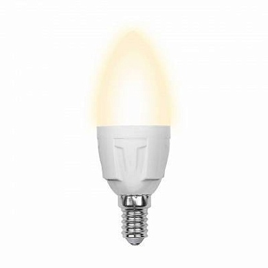 Лампа светодиодная (10214) E14 6W 3000K свеча матовая LED-C37-6W/WW/E14/FR/O