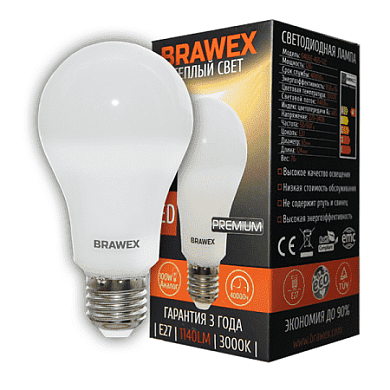 Светодиодная лампа Brawex PREMIUM 0305D-A60-14L E27 14Вт Теплый 3000К
