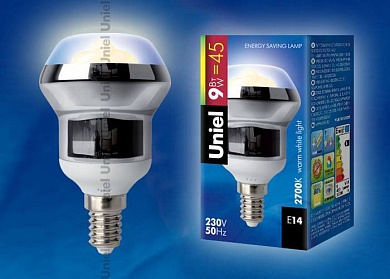 Лампа энергосберегающая Uniel ESL-RM50 CL-9/2700/E14 S кapтoн E14 9Вт Теплый белый 2700К