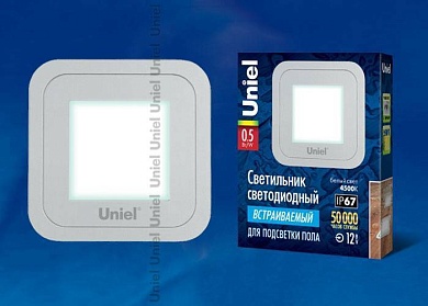 Встраиваемый светильник Uniel ULE-S06-0,5W/NW IP67 SILVER кapтoн