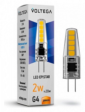 Лампа светодиодная Voltega Simple G4 2Вт 2800K VG9-K1G4warm2W