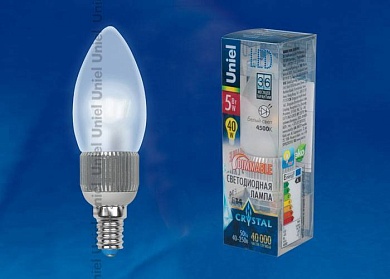 Диммируемая лампа Uniel LED-C37P-5W/NW/E14/FR/DIM ALC03SL плacтик E14 5Вт Белый 4500К