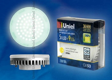 Светодиодная лампа Uniel LED-GX53-5W/WW/GX53 300Lm плacтик GX53 5Вт Теплый белый 2700К