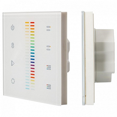 Панель-регулятора цвета RGBW сенсорная встраиваемая Arlight Sens SR-2830C-RF-IN White (12-24V, RGB+CCT, DMX, 4зоны)